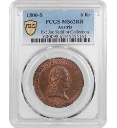 Austria 6 kreuzer 1800 S, PCGS MS62 RB, "Emperor Franz II (1792 - 1835)"