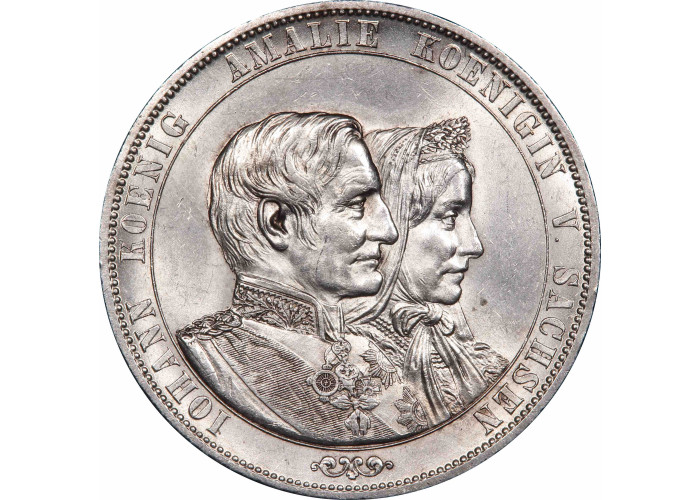 Saxony 2 vereinsthaler 1872, PCGS MS62, "Anniversary of Golden Wedding"