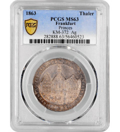 Frankfurt 1 thaler 1863, PCGS MS63, "Assembly of Princes" silver coin