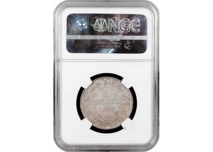 Бавария 1 гульден 1840 г., NGC MS65, "Король Людвиг I (1825 - 1848)" Top Pop