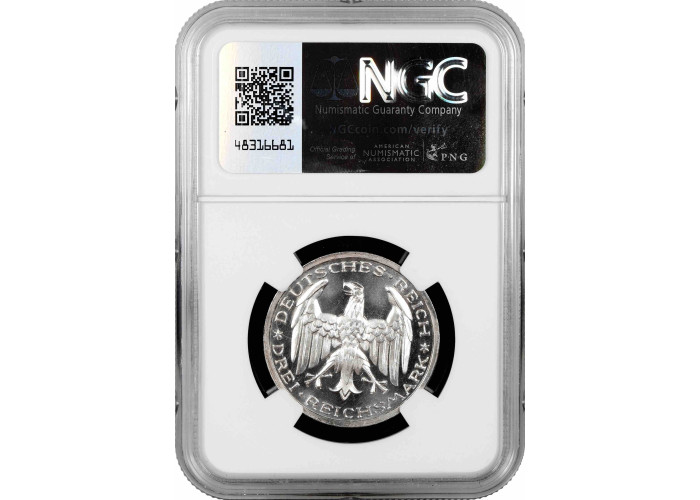 Weimar Republic 3 reichsmark 1927 A, NGC PF65 CAM, "Marburg University"