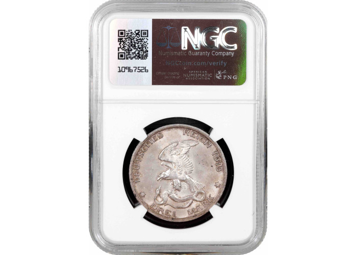 Preußen 3 Mark 1913 A, NGC MS64, "Eintritts in den Krieg gegen Napoleon"