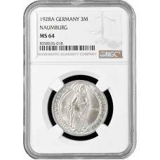 Weimar Republic 3 reichsmark 1928 A, NGC MS64, "900th Anniversary of Naumburg"