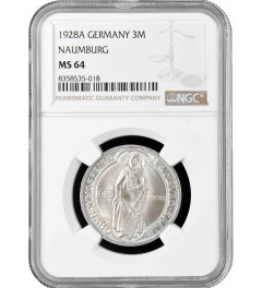 Weimar Republic 3 reichsmark 1928 A, NGC MS64, "900th Anniversary of Naumburg"