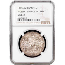 Preußen 3 Mark 1913 A, NGC MS64+, "Eintritts in den Krieg gegen Napoleon"