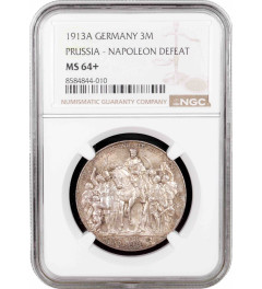 Prussia 3 mark 1913 A, NGC MS64+, "Declaration of the War against France"