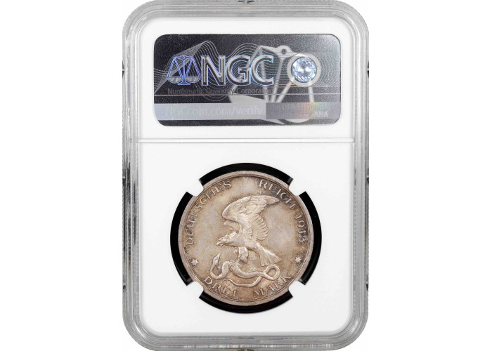 Prussia 3 mark 1913 A, NGC MS64+, "Declaration of the War against France"
