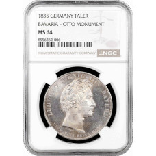 Бавария 1 талер 1835 г., NGC MS64, "Geschichtstaler серия, Памятник матери Короля Отто"
