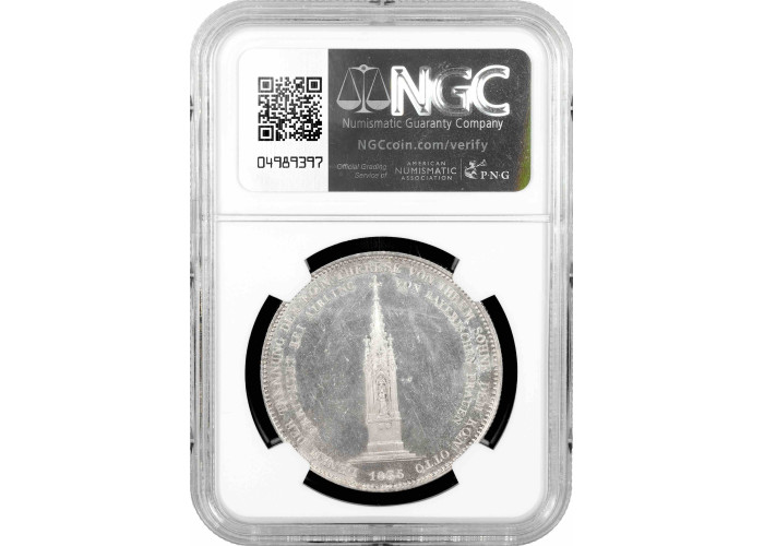Bavaria 1 thaler 1835, NGC MS64, "Geschichtstaler Series, Mother Monument"