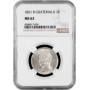 Guatemala 2 Reales 1861 R, NGC MS62, "Präsident Rafael Carrera (1851 - 1865)"