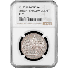 Preußen 3 Mark 1913 A, NGC PF65, "Kriegserklärung an Napoleon" Silbermünze