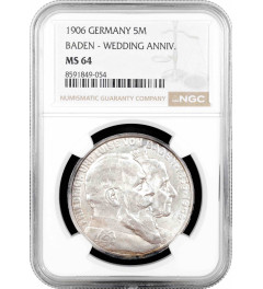 Baden 5 mark 1906, NGC MS64, "50th Anniv. - Wedding of Frederick I & Louise"