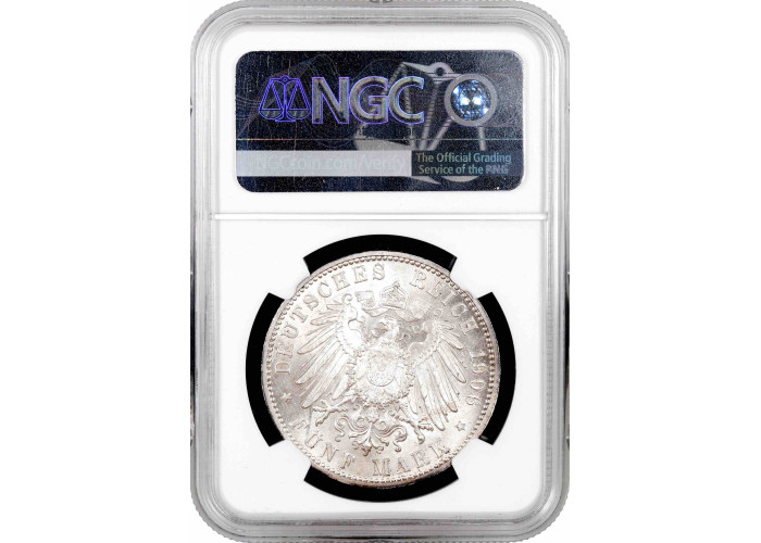 Baden 5 mark 1906, NGC MS64, "50th Anniv. - Wedding of Frederick I & Louise"