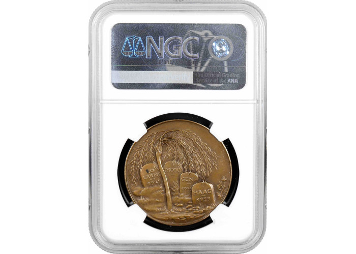Weimar Republic bronze medal 1929, NGC MS61 BN, "Gustav Stresemann" KARL GOETZ