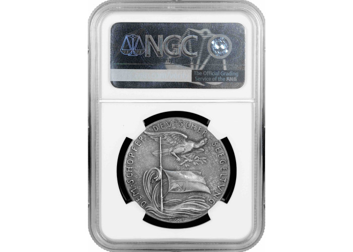 Weimar Republic zink medal 1930, NGC MS63, "Alfred von Tirpitz" KARL GOETZ