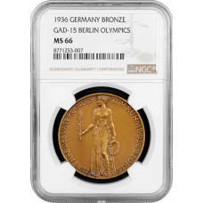 Germany - Third Reich bronze medal 1936, NGC MS66, "Berlin Olympics" Top Pop