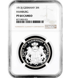 Hamburg 3 mark 1913 J, NGC PF64 CAM, "Free City (1871 - 1918)" silver coin