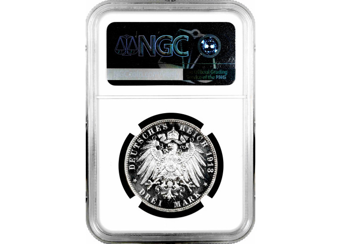 Hamburg 3 mark 1913 J, NGC PF64 CAM, "Free City (1871 - 1918)" silver coin