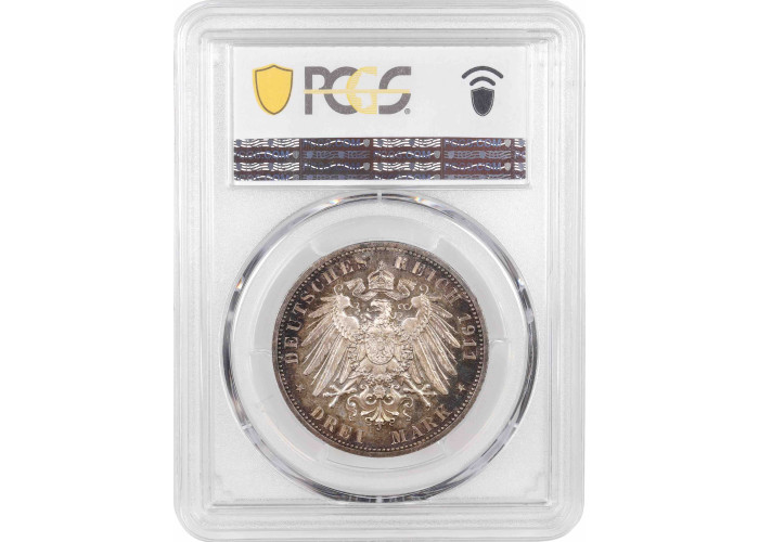 Schaumburg-Lippe 3 mark 1911 A, PCGS PR63, "Prince Albrecht Georg (1893 - 1911)"