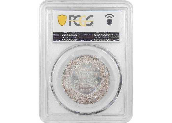 Бремен 1 талер 1865 г., PCGS MS64, "Второй немецкий фестиваль стрельбы"