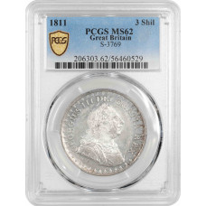 Great Britain 3 shilling 1811, PCGS MS62, "Bank of England Token" silver coin