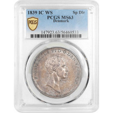 Dänemark 1 Speciesdaler 1839 IC WS, PCGS MS63, "Frederick VI (1808-1839)“Top Pop