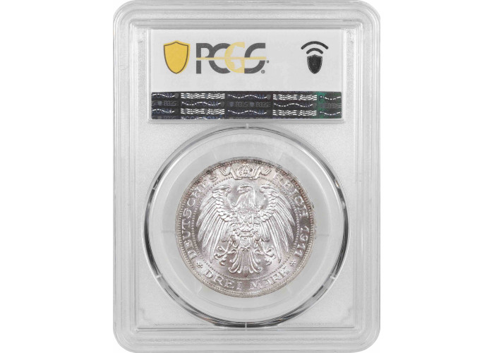 Preußen 3 Mark 1911 A, PCGS MS64, "100 Jahre Universität Breslau" Silbermünze