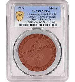 Germany - Third Reich porcelain medal 1935, PCGS MS66, "Der Rote Hahn" Top Pop