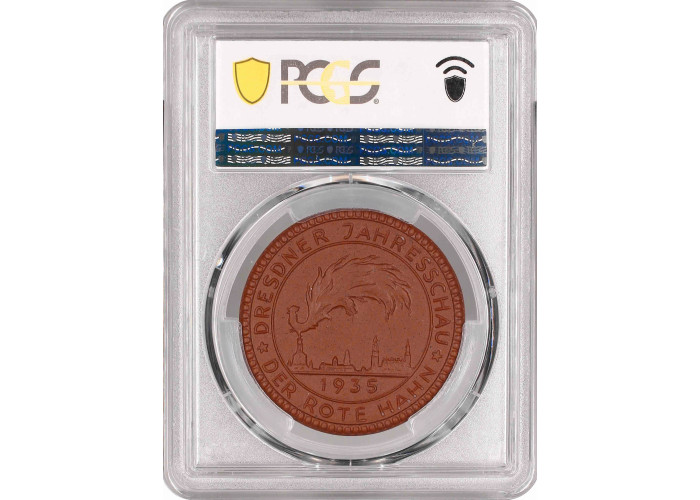 Germany - Third Reich porcelain medal 1935, PCGS MS66, "Der Rote Hahn" Top Pop