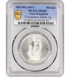 Persia silver medal SH 1346 (1967), PCGS MS65, "Coronation Ceremony"