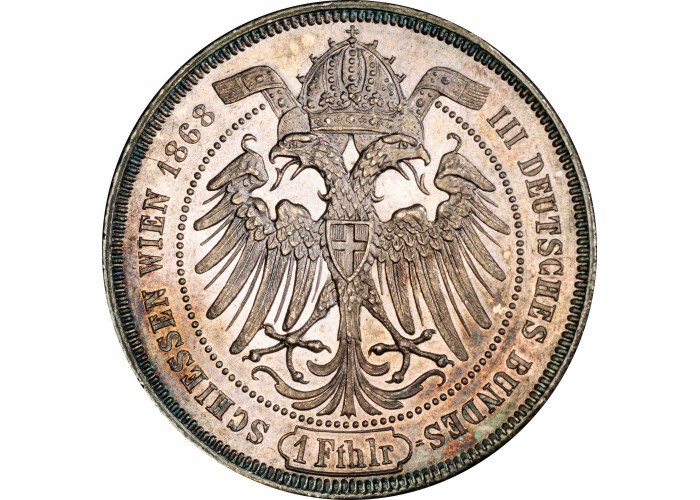 Austria 1 thaler 1868, PCGS MS62, "Third German Shooting Festival" silver coin