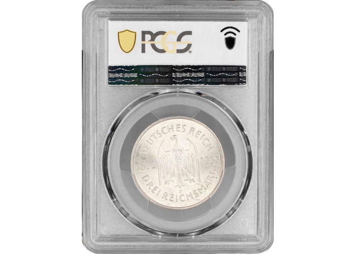 Weimar Republic 3 reichsmark 1932 F, PCGS MS64, "100th Anniv. - Death of Goethe"