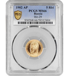 Russia 5 roubles 1902 AP, PCGS MS66, "Emperor Nicholas II (1894-1917)" gold coin