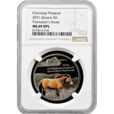 Ukraine 5 hryven 2021, NGC MS69 DPL, "Chernobyl Preserve - Przewalski's horse"