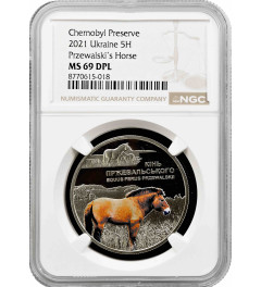 Ukraine 5 hryven 2021, NGC MS69 DPL, "Chernobyl Preserve - Przewalski's horse"
