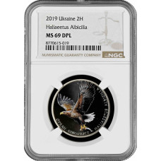Ukraine 2 hryvni 2019, NGC MS69 DPL, "Haliaeetus Albicilla" Top Pop