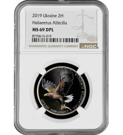 Ukraine 2 hryvni 2019, NGC MS69 DPL, "Haliaeetus Albicilla" Top Pop