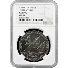 Лаос 10 кипов 1999 г., NGC MS64, "XXVII Олимпийские игры, Сидней 2000" Top Pop 1/0