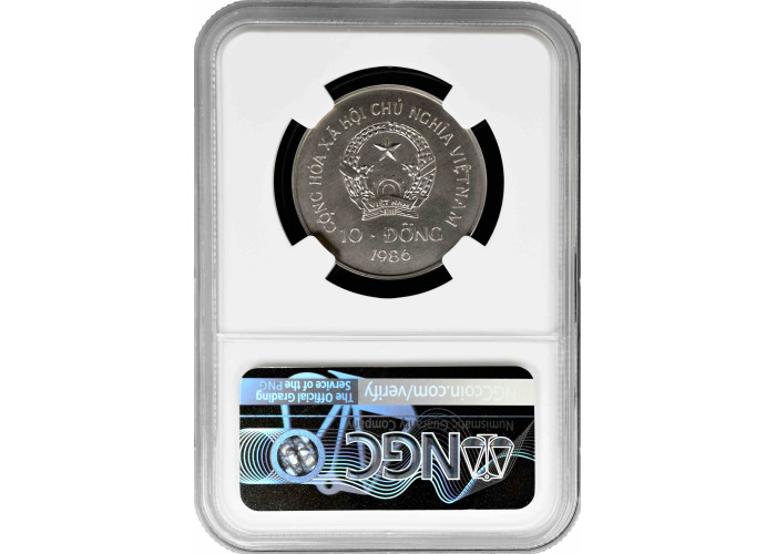Вьетнам 10 донгов 1986 г., NGC MS68, "Защита природы - Водный буйвол"