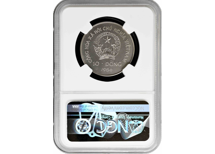 Vietnam 10 Dong 1986, NGC MS69, "Naturschutz - Pfau" Top Pop 2/0