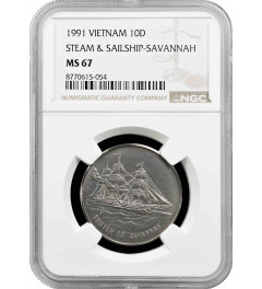 Vietnam 10 Dong 1991, NGC MS67, "Dampfer "Savannah" Top Pop