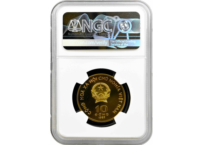 Vietnam 10 Dong 1989, NGC PF68 UC, "Ein-Säulen-Pagode"