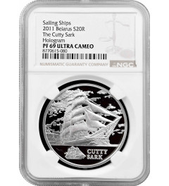 Belarus 20 roubles 2011, NGC PF69 UC, "Sailing ships - The Сutty Sark"