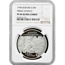 Українa 10 гривень 1998 р., NGC PF69 UC, "Княжа Україна - Данило Галицький"