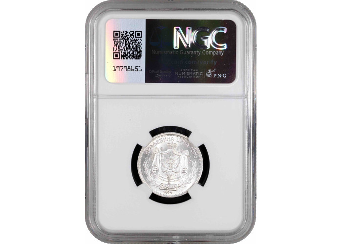 Montenegro 1 Perper 1914, NGC MS62, "König Nikholas I (1910 - 1918)" Silbermünze