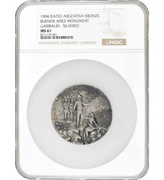 Argentinien Bronzemedaille 1904, NGC MS61, "Denkmal in Buenos Aires - Garibaldi"