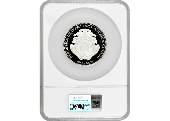 Costa Rica 25 Colones 1970, NGC PF65 UC, "Sozialgesetzgebung" Silbermünze