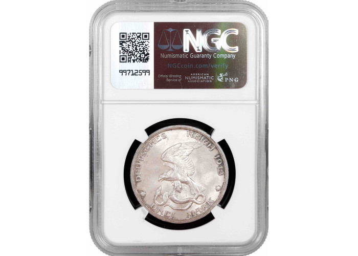 Preußen 3 Mark 1913 A, NGC MS64, "Eintritts in den Krieg gegen Napoleon"