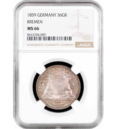 Bremen 36 Grote 1859, NGC MS66, "Freie Hansestadt (1806 - 1871)" Top Pop