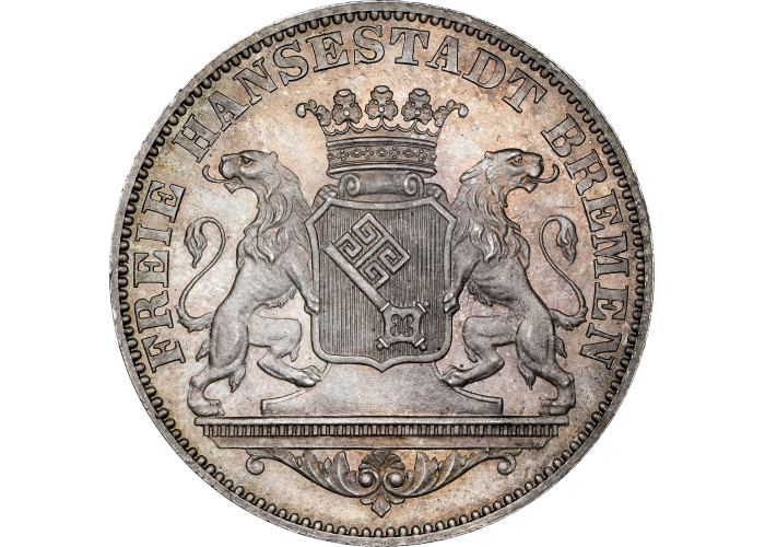 Bremen 36 Grote 1859, NGC MS66, "Freie Hansestadt (1806 - 1871)" Top Pop